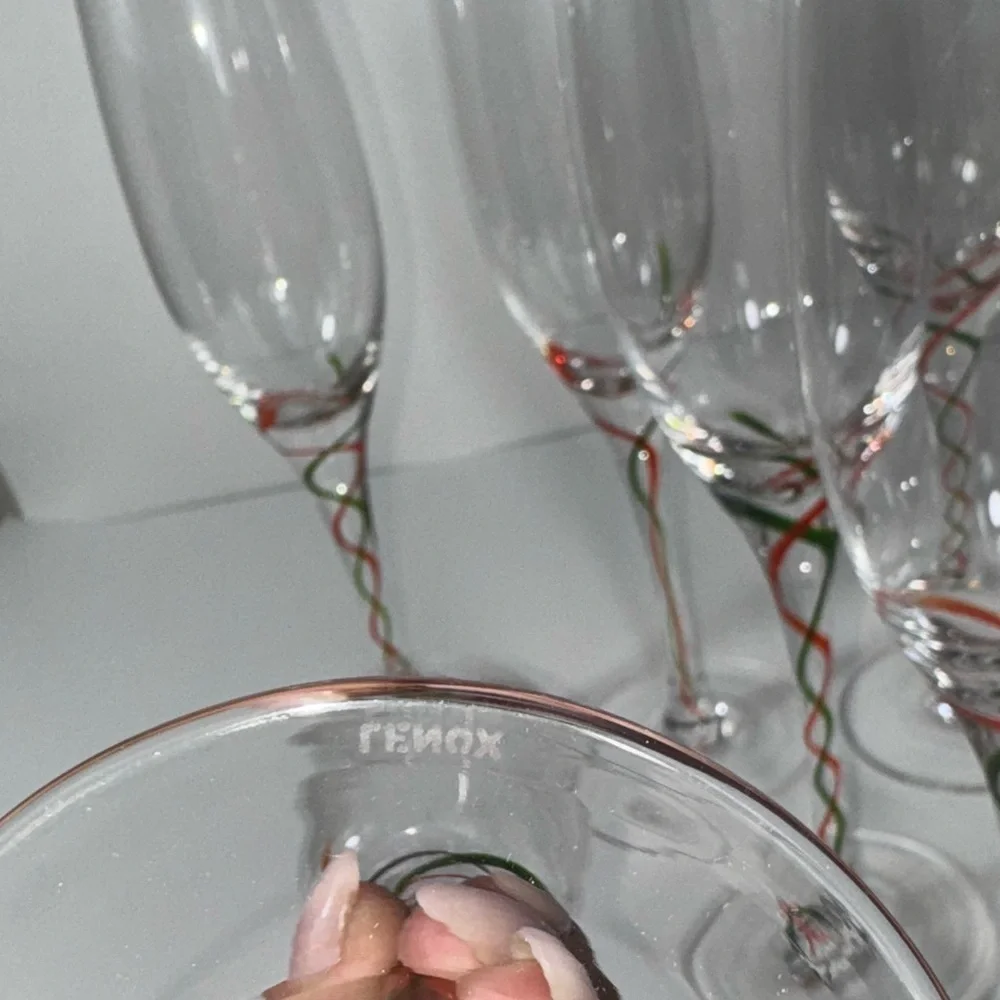 Holiday Ribbon Flute set of 8 Champagne by Lenox Crystal
